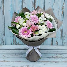 Букет цветов из:  Герберы, Альстромерии и Хризантемы #REPLACE_PRED# Правдинске