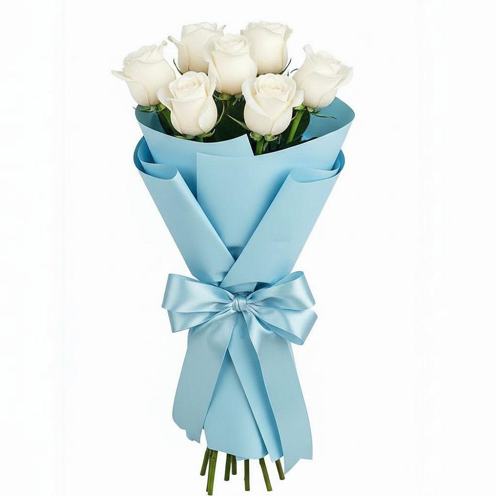 Букет 7 белых роз Проуд в Правдинске