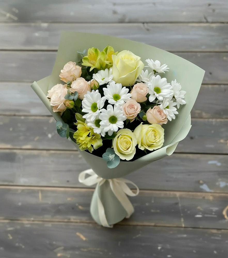Букет цветов из: Альстромерии, Розы и Хризантемы в Правдинске
