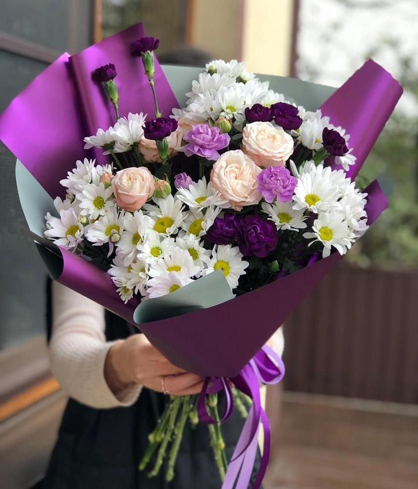 Букет цветов из: Хризантемы, Гвоздики и Розы в Правдинске