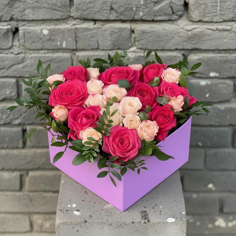 Цветочная композиция из Розы в коробке в Правдинске