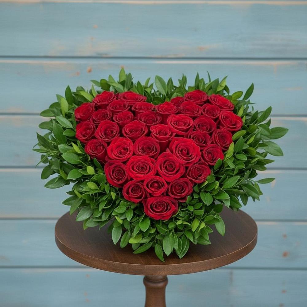 Цветочная композиция из Розы в виде сердца в Правдинске