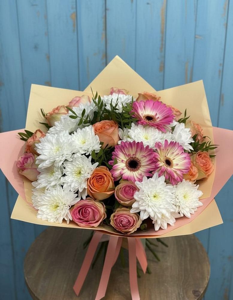 Букет цветов из: Розы, Герберы и Хризантемы в Правдинске
