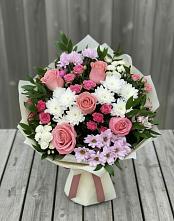 Букет цветов из:  Альстромерии, Гвоздики, Розы и Хризантемы #REPLACE_PRED# Правдинске