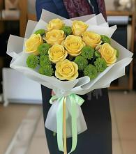 Букет цветов из:  Хризантемы и Розы в Правдинске