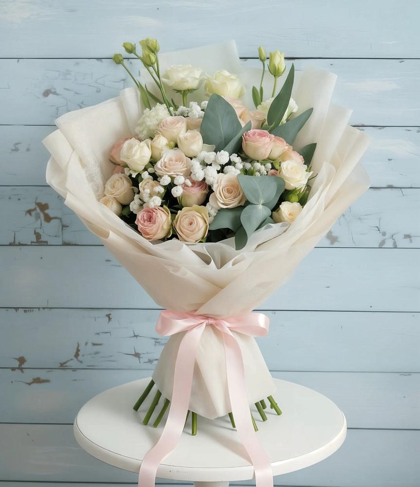 Букет цветов из: Розы и Лизиантусы в Правдинске