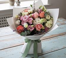 Букет цветов из:  Розы, Лизиантусы и Гвоздики в Правдинске