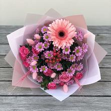 Букет цветов из:  Розы, Герберы и Хризантемы в Правдинске