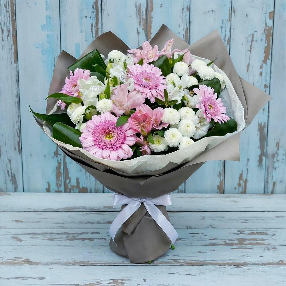 Букет цветов из: Герберы, Альстромерии и Хризантемы в Правдинске