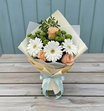 Букет цветов из:  Герберы, Розы и Хризантемы в Правдинске